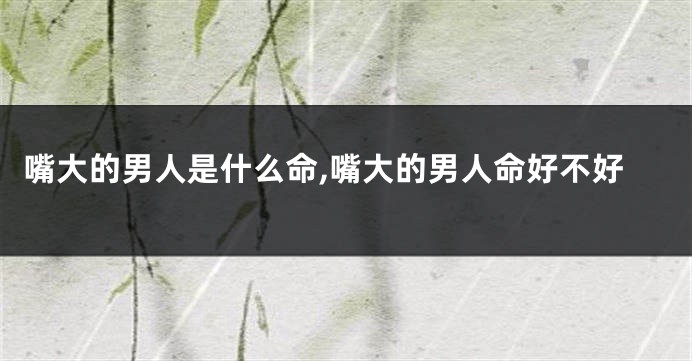 嘴大的男人是什么命,嘴大的男人命好不好