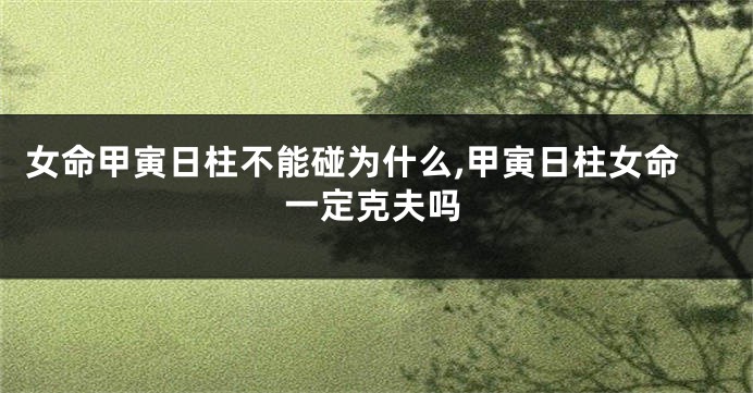 女命甲寅日柱不能碰为什么,甲寅日柱女命一定克夫吗
