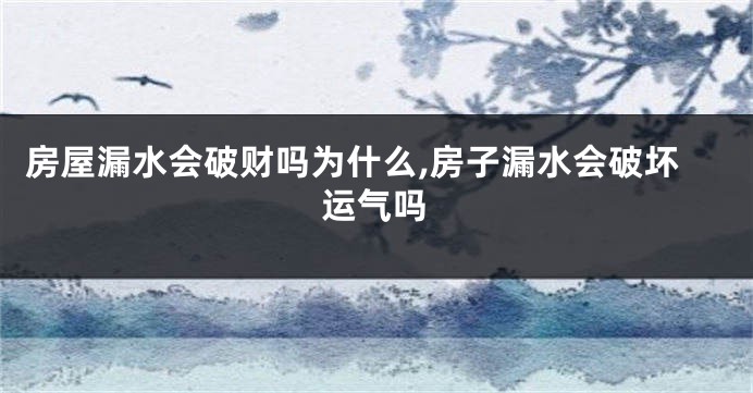房屋漏水会破财吗为什么,房子漏水会破坏运气吗