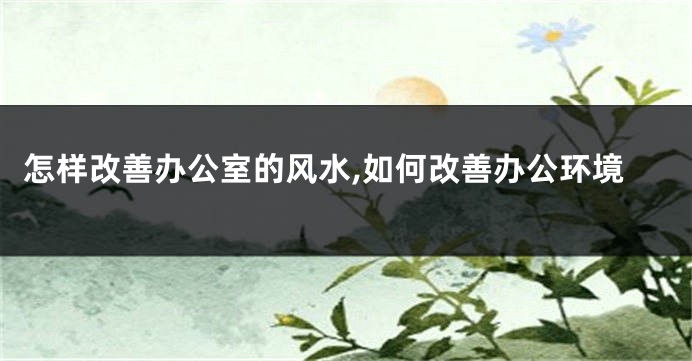 怎样改善办公室的风水,如何改善办公环境