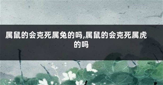 属鼠的会克死属兔的吗,属鼠的会克死属虎的吗