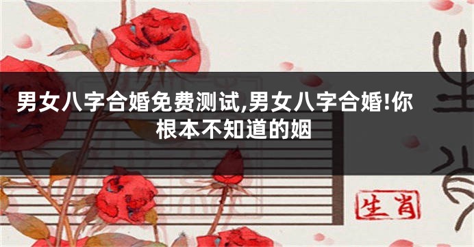 男女八字合婚免费测试,男女八字合婚!你根本不知道的姻