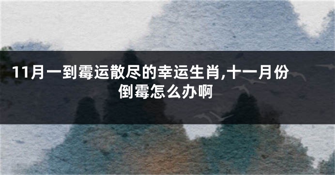 11月一到霉运散尽的幸运生肖,十一月份倒霉怎么办啊