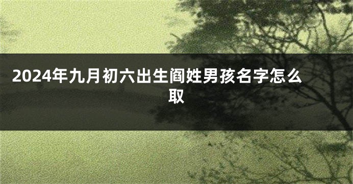 2024年九月初六出生阎姓男孩名字怎么取