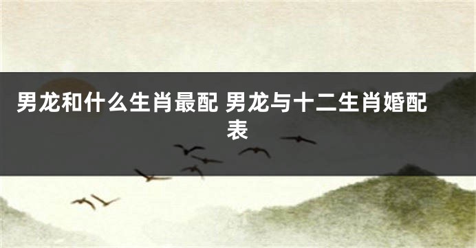 男龙和什么生肖最配 男龙与十二生肖婚配表