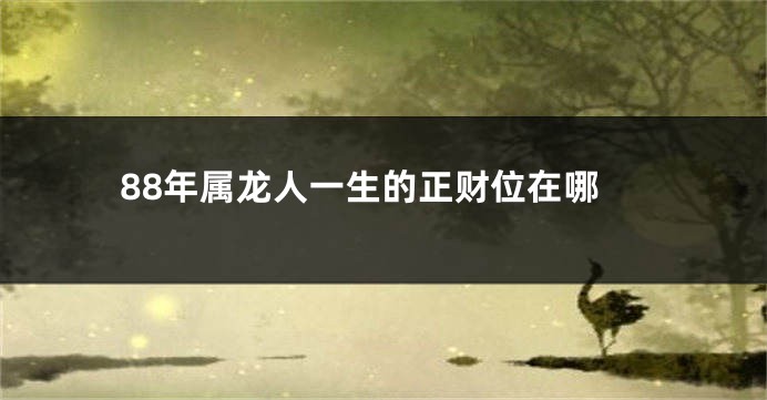 88年属龙人一生的正财位在哪