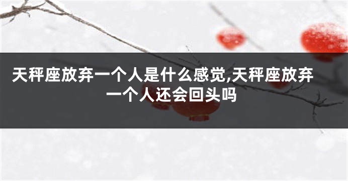 天秤座放弃一个人是什么感觉,天秤座放弃一个人还会回头吗