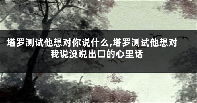 塔罗测试他想对你说什么,塔罗测试他想对我说没说出口的心里话