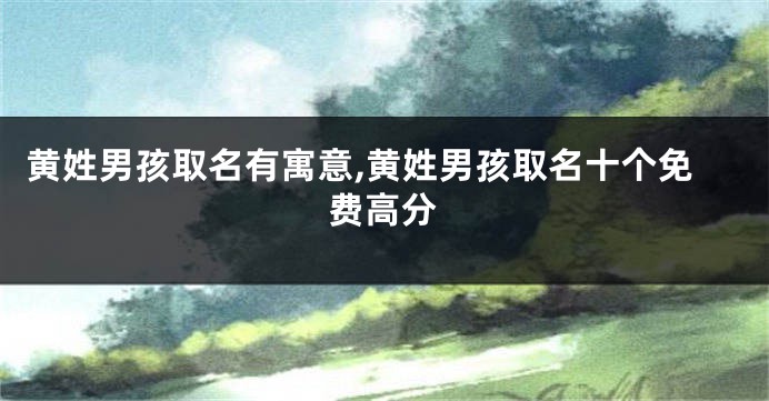 黄姓男孩取名有寓意,黄姓男孩取名十个免费高分
