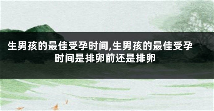 生男孩的最佳受孕时间,生男孩的最佳受孕时间是排卵前还是排卵