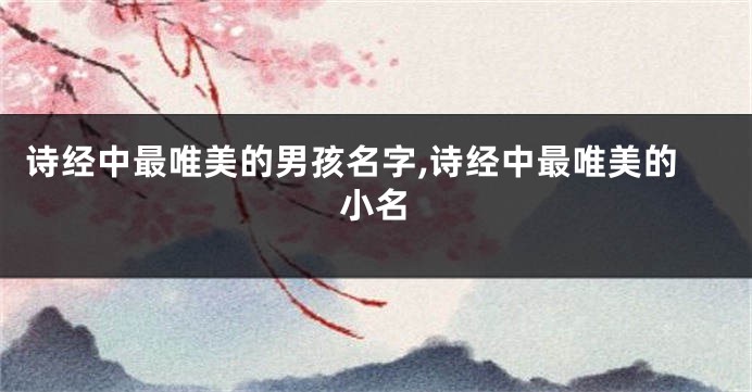诗经中最唯美的男孩名字,诗经中最唯美的小名