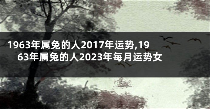 1963年属兔的人2017年运势,1963年属兔的人2023年每月运势女