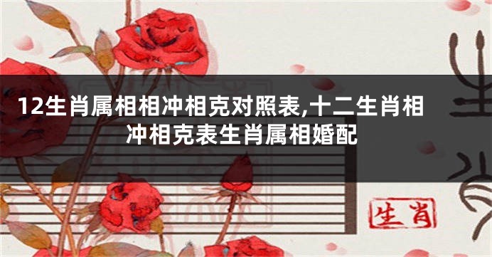 12生肖属相相冲相克对照表,十二生肖相冲相克表生肖属相婚配