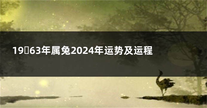 19​63年属兔2024年运势及运程