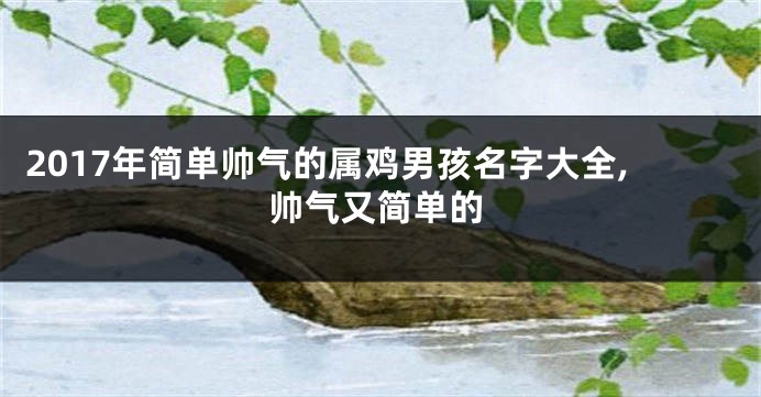 2017年简单帅气的属鸡男孩名字大全,帅气又简单的