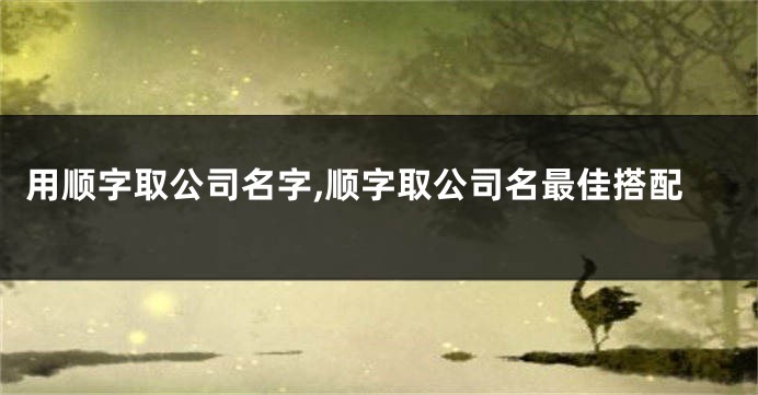 用顺字取公司名字,顺字取公司名最佳搭配