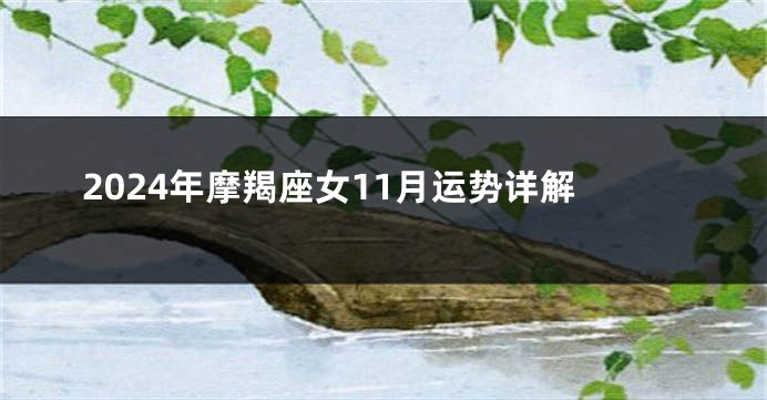 2024年摩羯座女11月运势详解