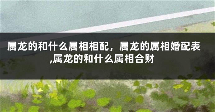 属龙的和什么属相相配，属龙的属相婚配表,属龙的和什么属相合财