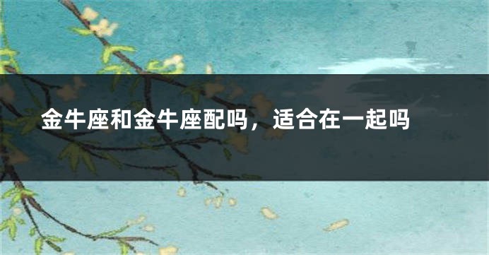 金牛座和金牛座配吗，适合在一起吗 