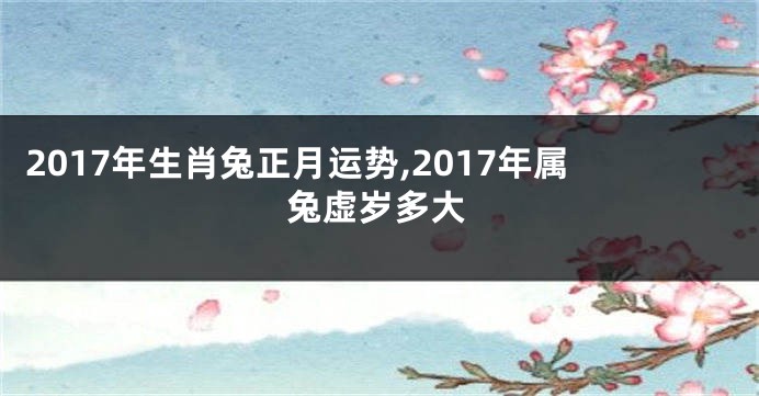 2017年生肖兔正月运势,2017年属兔虚岁多大