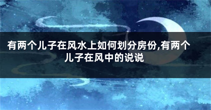 有两个儿子在风水上如何划分房份,有两个儿子在风中的说说