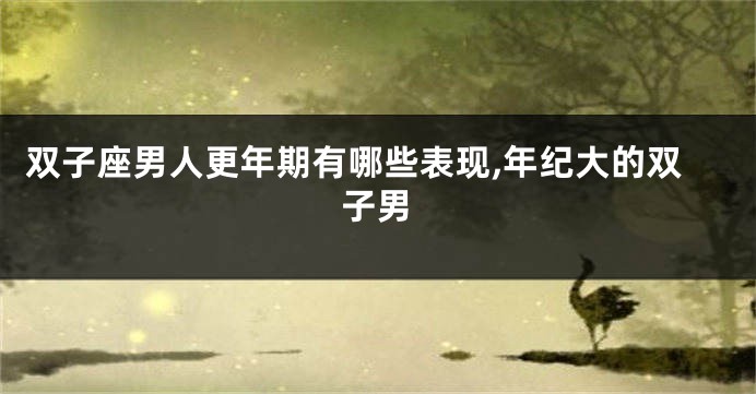 双子座男人更年期有哪些表现,年纪大的双子男