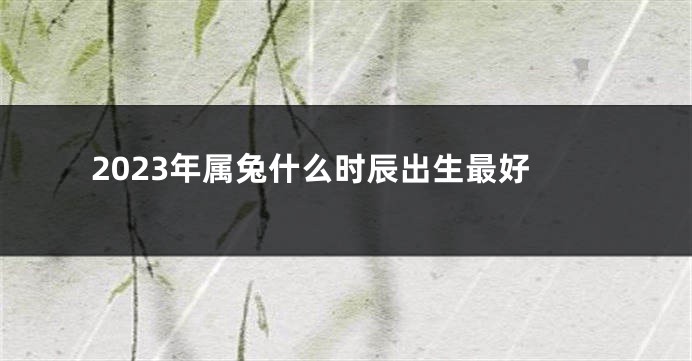 2023年属兔什么时辰出生最好