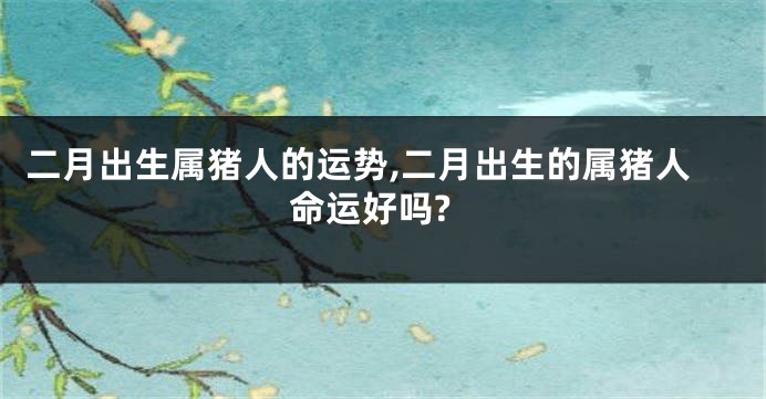 二月出生属猪人的运势,二月出生的属猪人命运好吗?