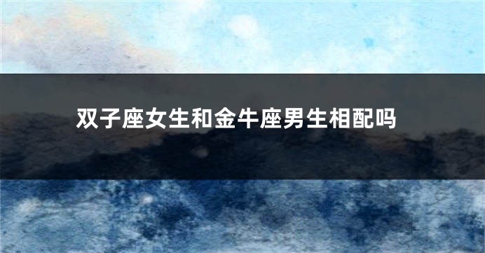 双子座女生和金牛座男生相配吗