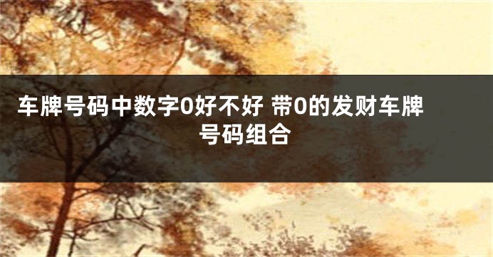 车牌号码中数字0好不好 带0的发财车牌号码组合