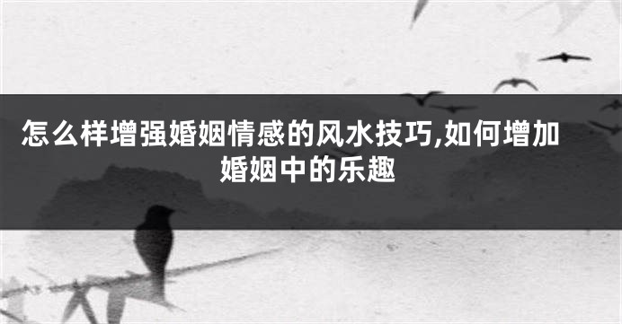 怎么样增强婚姻情感的风水技巧,如何增加婚姻中的乐趣