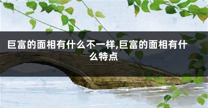 巨富的面相有什么不一样,巨富的面相有什么特点