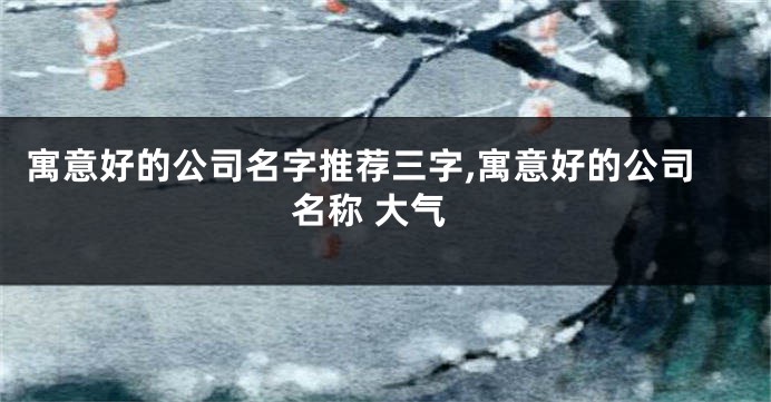 寓意好的公司名字推荐三字,寓意好的公司名称 大气