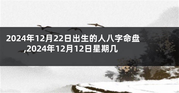 2024年12月22日出生的人八字命盘,2024年12月12日星期几