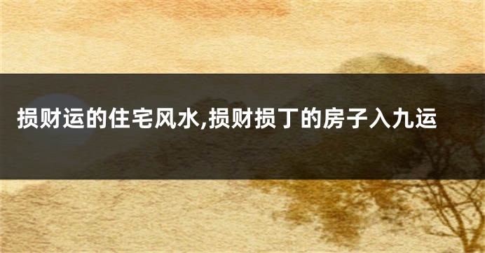 损财运的住宅风水,损财损丁的房子入九运
