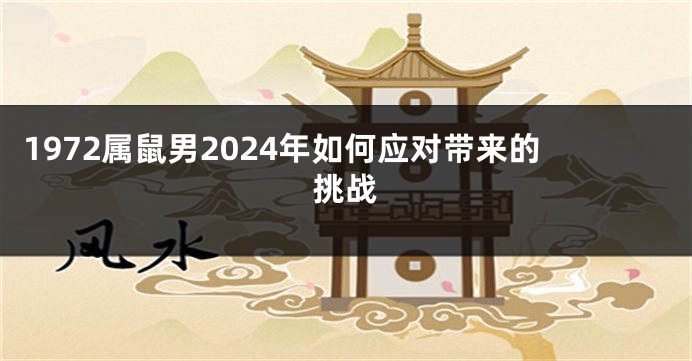 1972属鼠男2024年如何应对带来的挑战