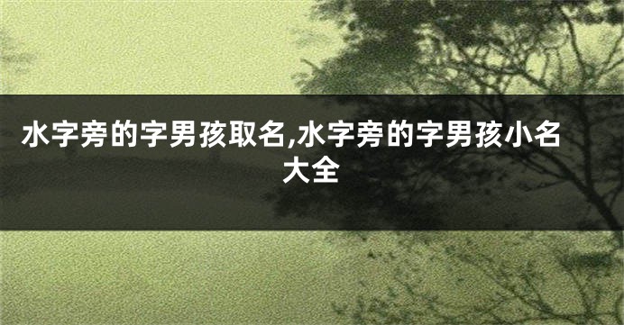 水字旁的字男孩取名,水字旁的字男孩小名大全
