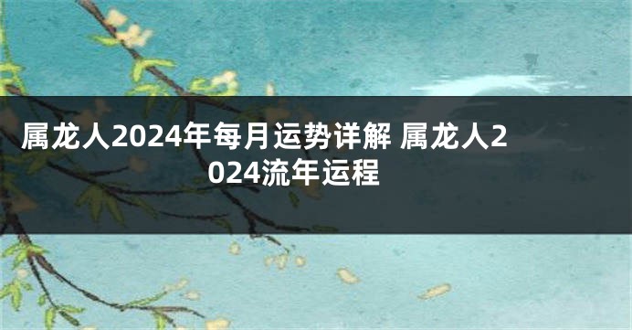 属龙人2024年每月运势详解 属龙人2024流年运程