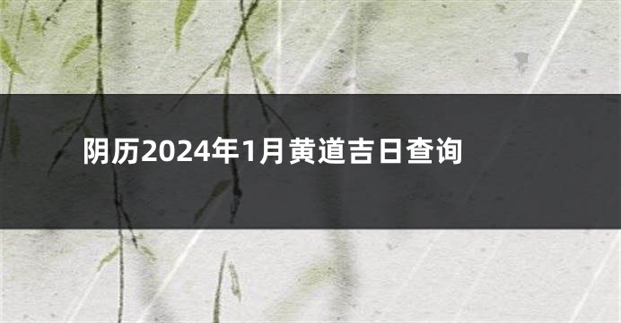 阴历2024年1月黄道吉日查询