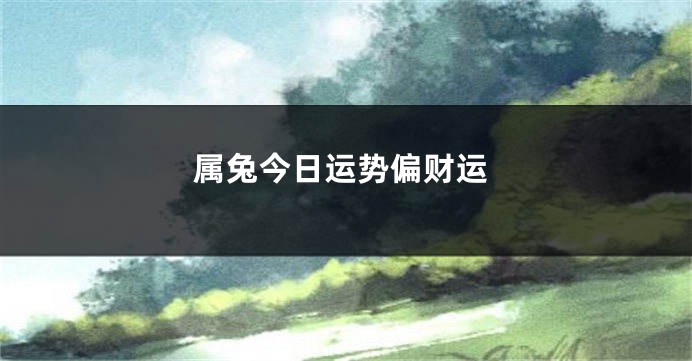属兔今日运势偏财运