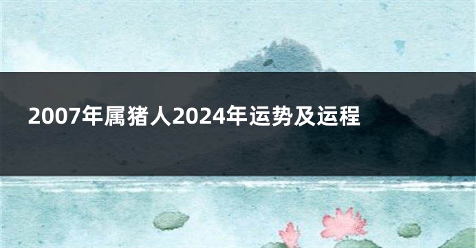 2007年属猪人2024年运势及运程