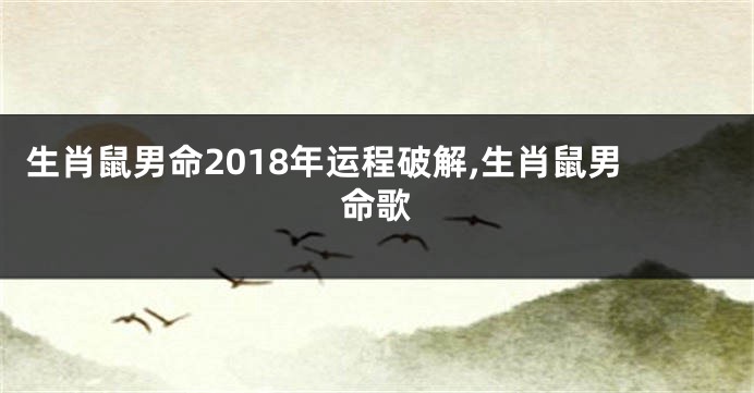 生肖鼠男命2018年运程破解,生肖鼠男命歌