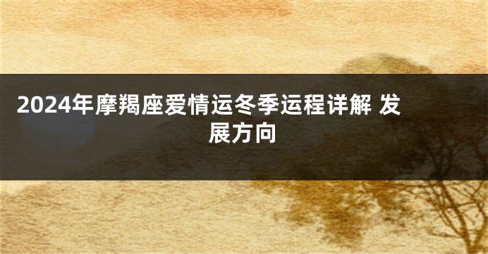 2024年摩羯座爱情运冬季运程详解 发展方向