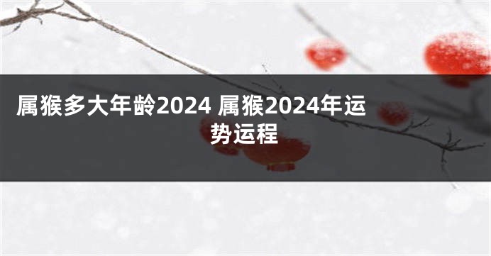 属猴多大年龄2024 属猴2024年运势运程