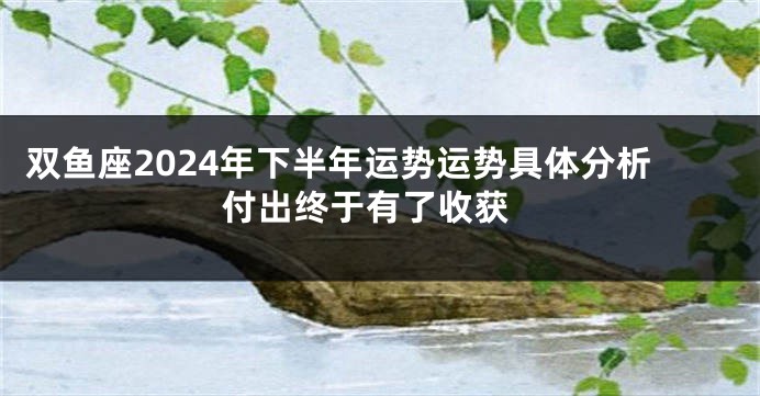 双鱼座2024年下半年运势运势具体分析 付出终于有了收获