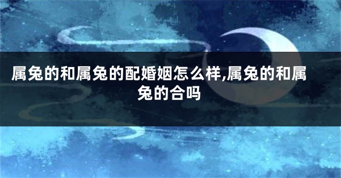 属兔的和属兔的配婚姻怎么样,属兔的和属兔的合吗