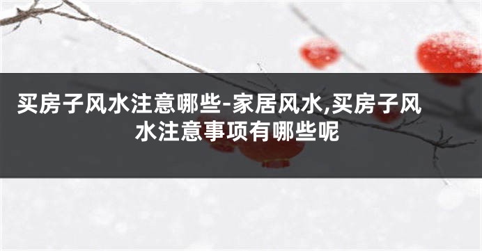 买房子风水注意哪些-家居风水,买房子风水注意事项有哪些呢