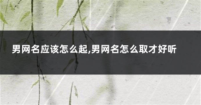 男网名应该怎么起,男网名怎么取才好听