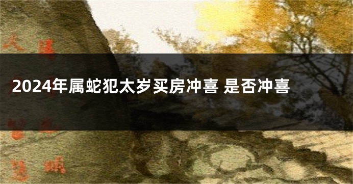 2024年属蛇犯太岁买房冲喜 是否冲喜