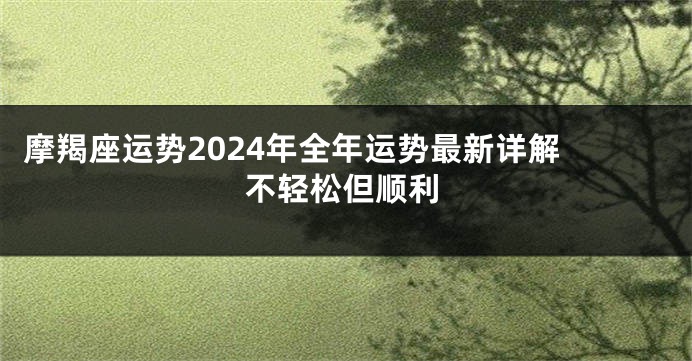 摩羯座运势2024年全年运势最新详解 不轻松但顺利